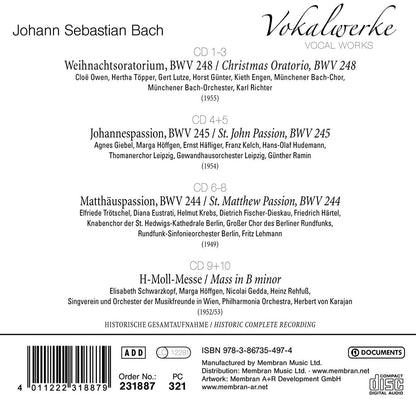 BACH: Vocal Works (10 CD SET INCLUDES FREE BACH CANTATAS DOWNLOAD)