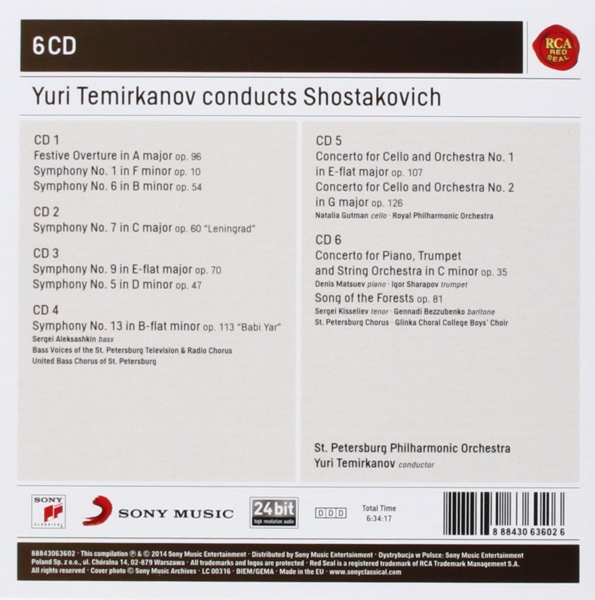 YURI TEMIRKANOV CONDUCTS SHOSTAKOVICH - 6 CDS