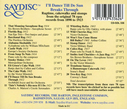 I'll Dance Till de Sun Breaks Through: Ragtime, Cakewalks and Stomps from 1888-1923