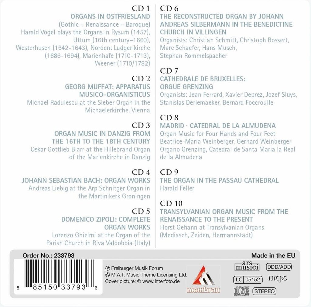 FAMOUS ORGAN MUSIC FROM EUROPE (10 CDS)