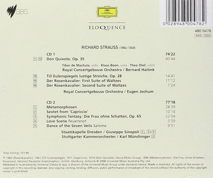 STRAUSS, R: Don Quixote, Till Eulenspiegel, Metamorphosen, Opera Interludes - Bernard Haitink, Eugen Jochum, Giuseppe Sinopoli (2 CDs)