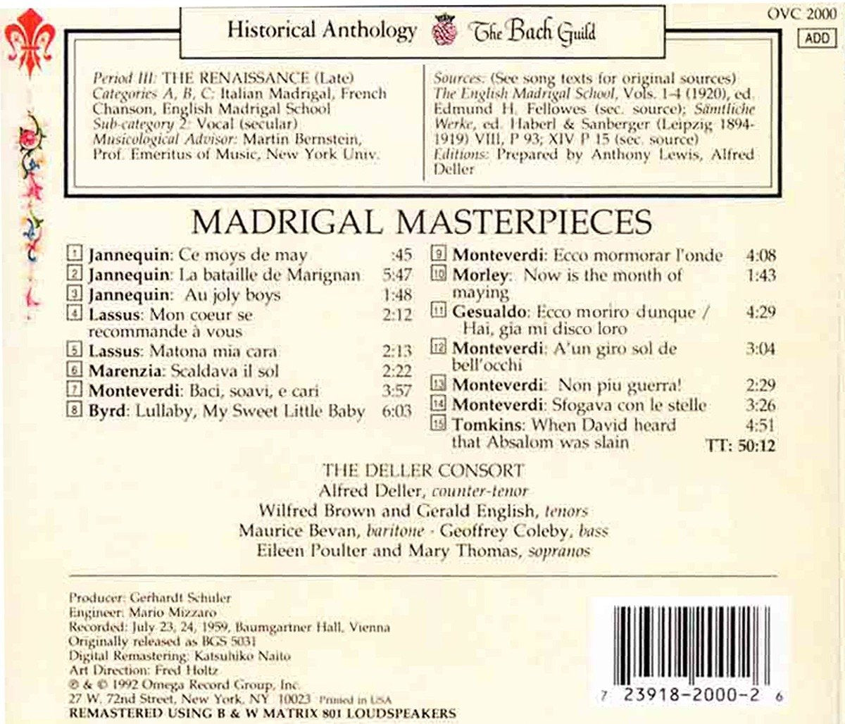 MADRIGAL MASTERPIECES - DELLER CONSORT (2 CDS)