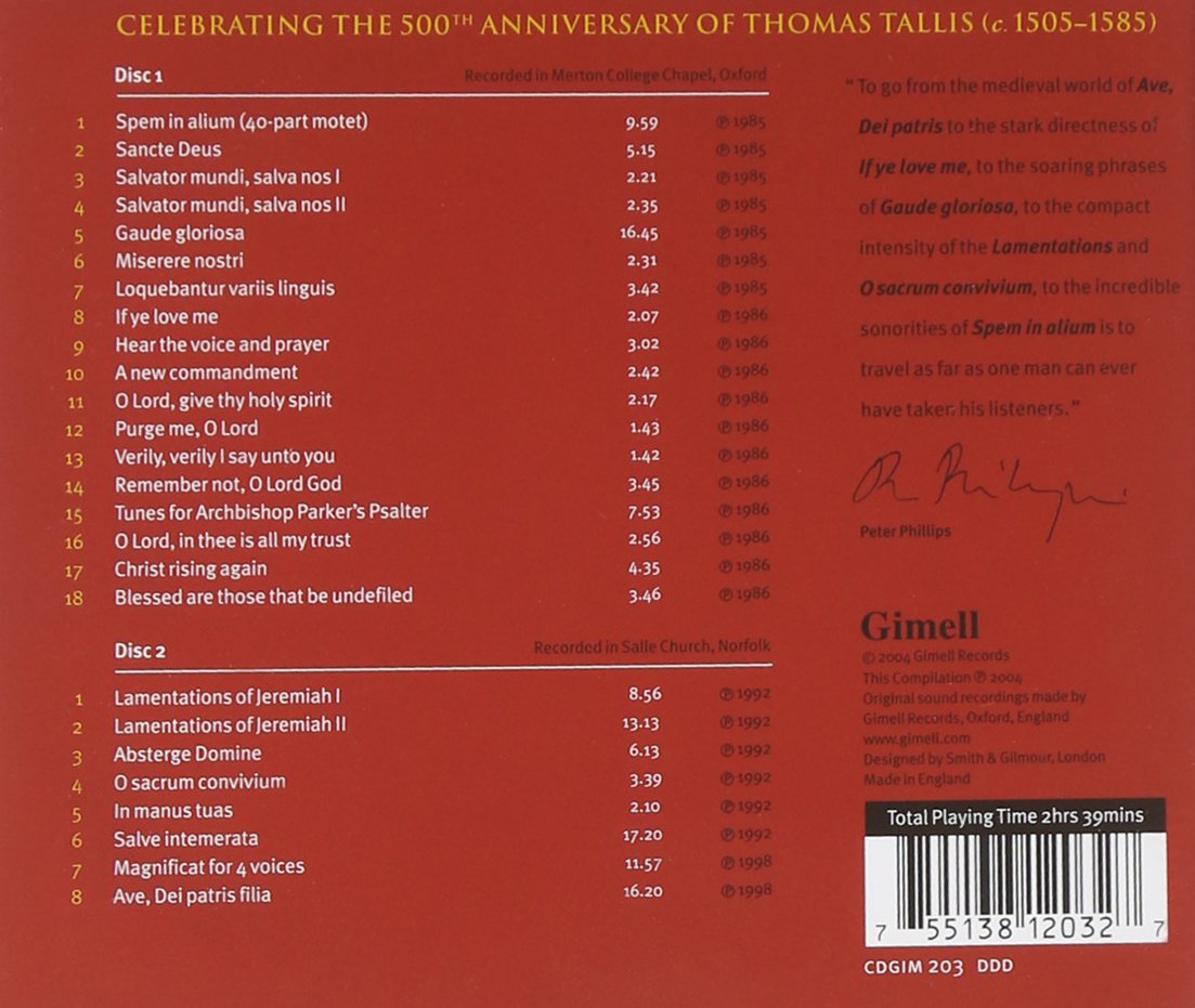 Tallis Scholars Sing Thomas Tallis - The Tallis Scholars (2 CDs)