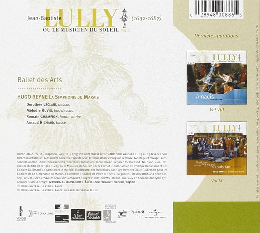 LULLY: BALLETS des ARTS - La Simphonie du Marais, Hugo Reyne