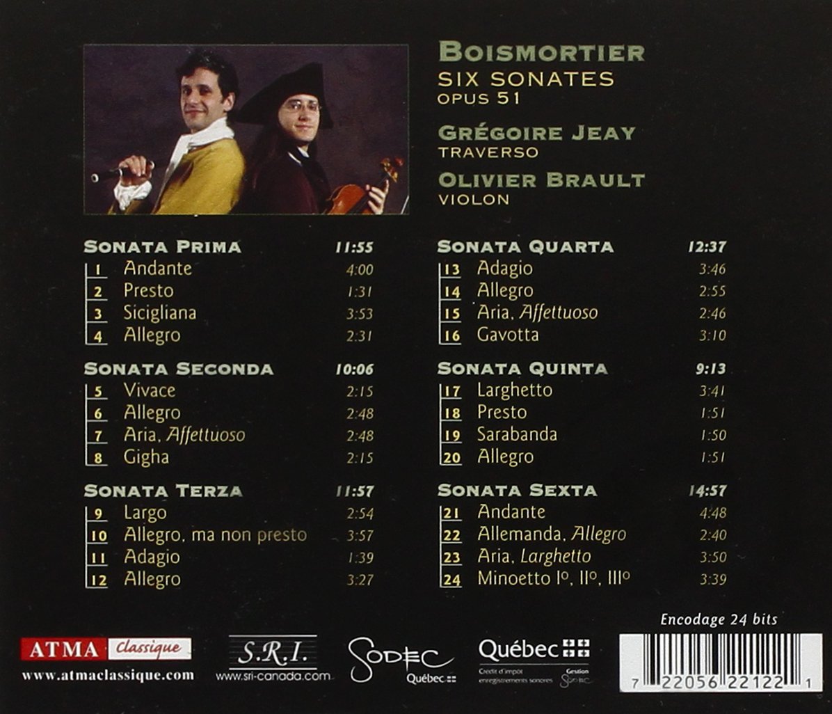 Boismortier: Six Sonatas, op. 51: Jeay, Grégoire; Brault, Olivier