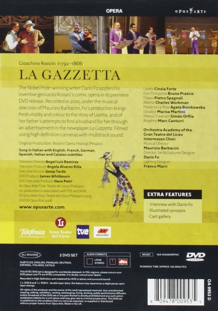 ROSSINI: La Gazzetta - Gran Teatro de Liceu, Barcelona (2 DVD)