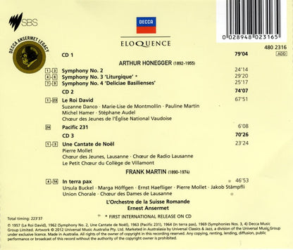 HONEGGER: Symphonies Nos. 2 - 4, Pacific 231, Le Roi David, Cantate de Noel; MARTIN: In Terra Pax - Ansermet, L’Orchestre de la Suisse Romande (3 CDs)