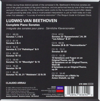 BEETHOVEN: COMPLETE PIANO SONATAS - CLAUDIO ARRAU (12 CDS)