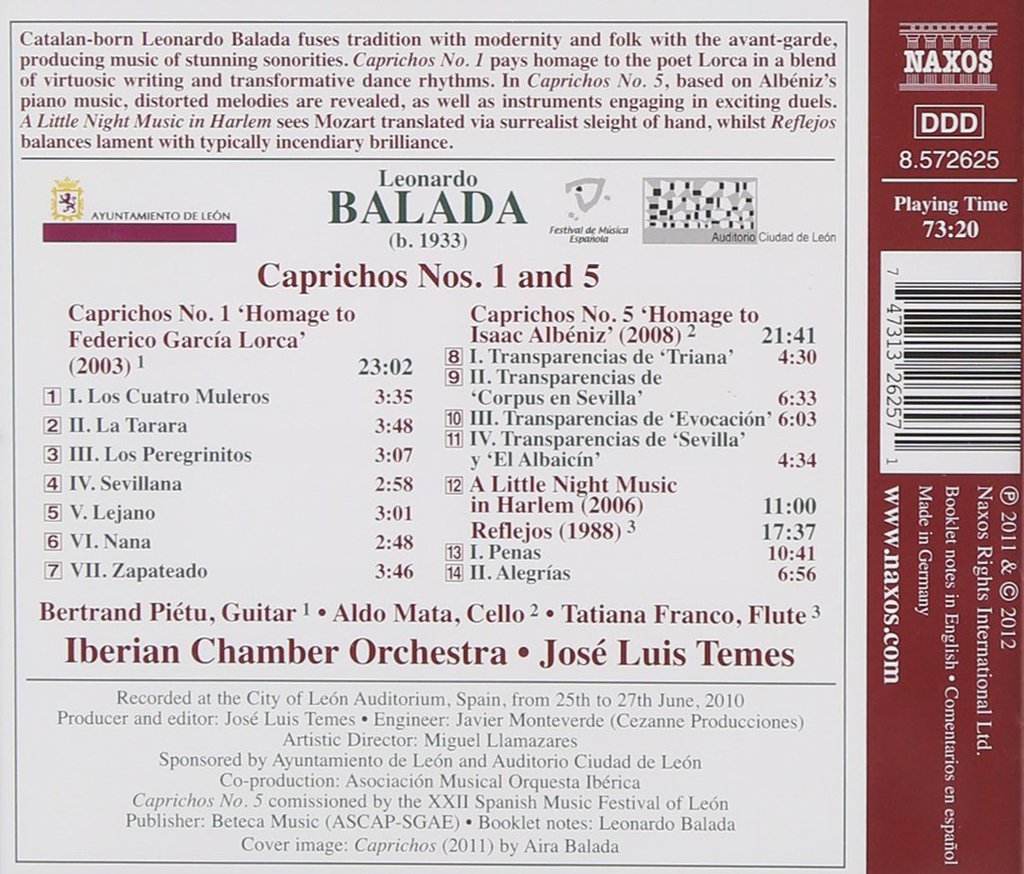 BALADA: CAPRICHOS 1 & 5 FOR GUITAR - MATA; PIETU; FRANCO; IBERIAN CHAMBER ORCHESTRA; TEMES