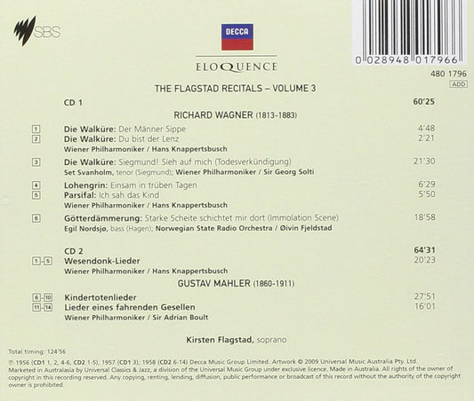 FLAGSTAD RECITALS: VOLUME 3 - Wagner, Mahler (2 CDs)