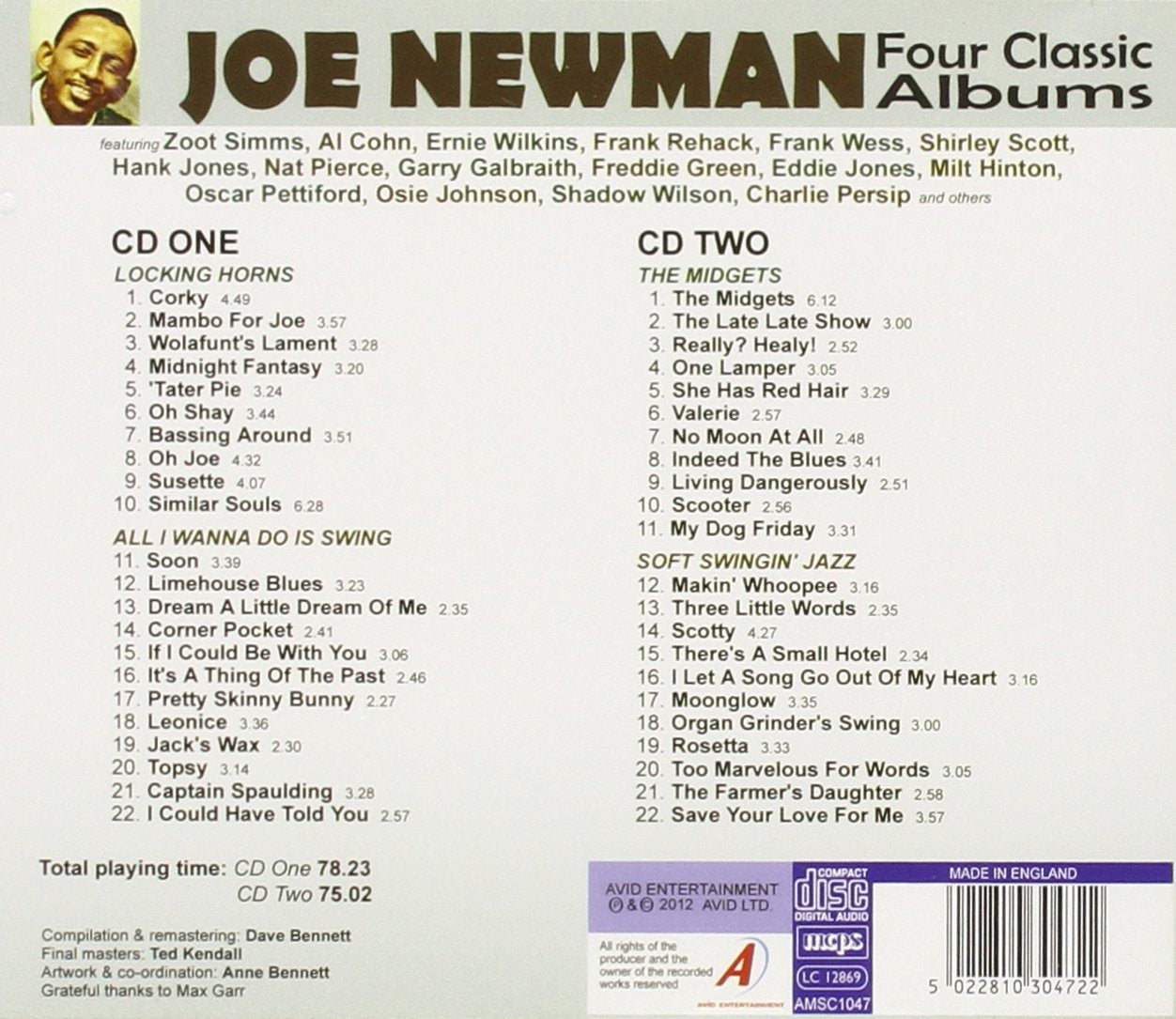 JOE NEWMAN: FOUR CLASSIC ALBUMS (LOCKING HORNS / ALL I WANNA DO IS SWING / THE MIDGETS / SOFT SWINGIN’ JAZZ) (2CD)