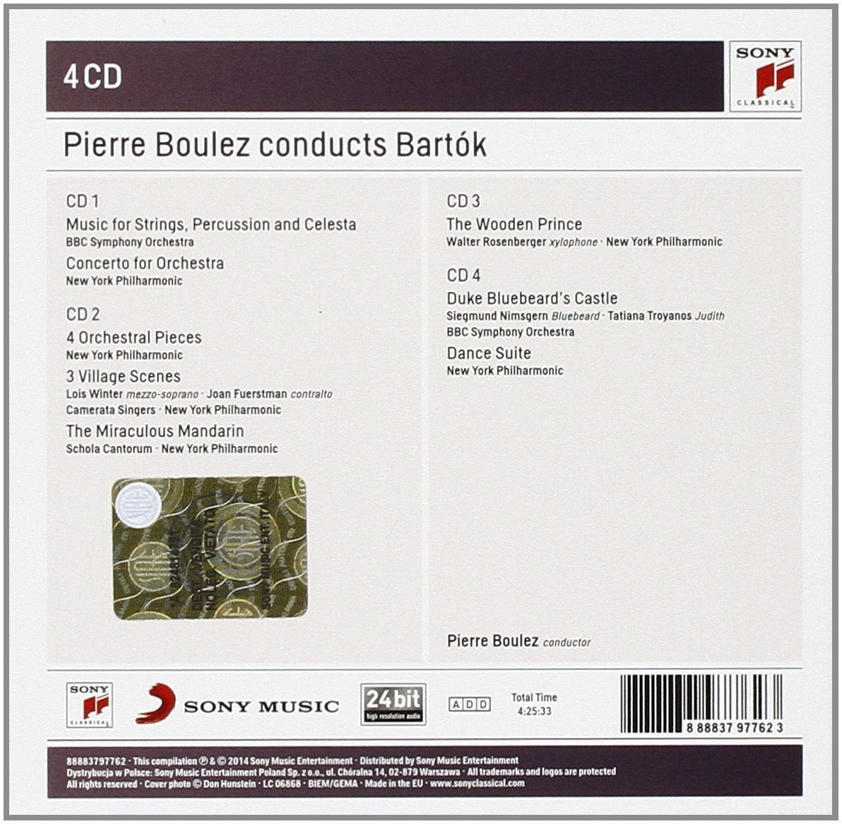 PIERRE BOULEZ CONDUCTS BARTOK (4 CDS)