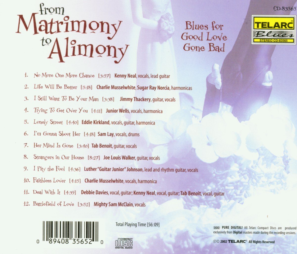 FROM MATRIMONY TO ALIMONY: Blues for Good Love Gone Bad - with Junior Wells, Luther "Guitar Jr." Johnson, Charlie Musselwhite and more