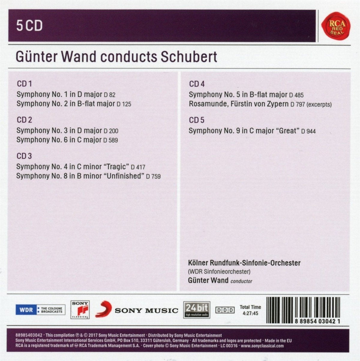 GUNTER WAND CONDUCTS SCHUBERT (5 CDS)