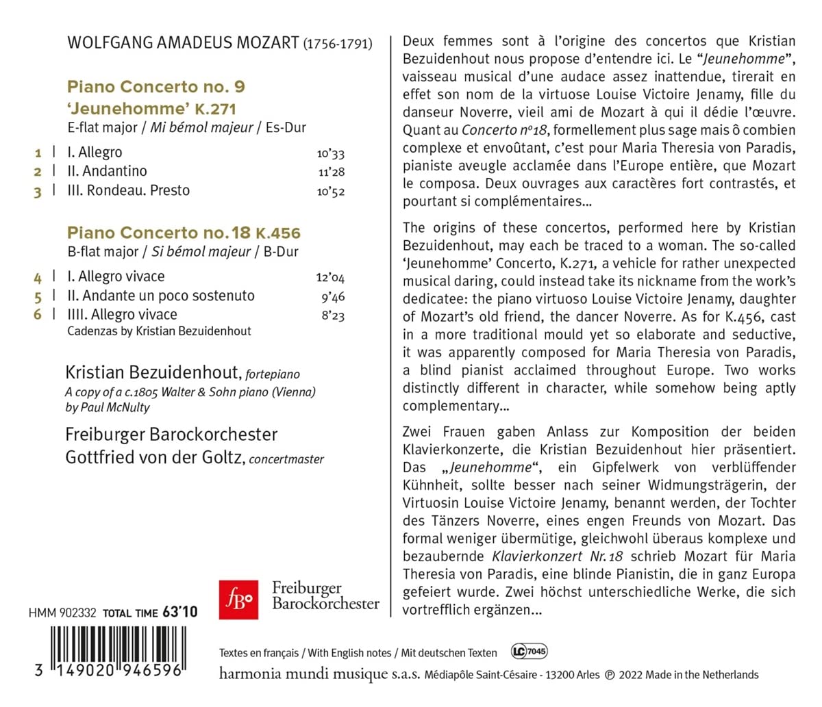 Mozart: Piano Concertos K. 271 & 456 - Kristian Bezuidenhout, Freiburger Barockorchester