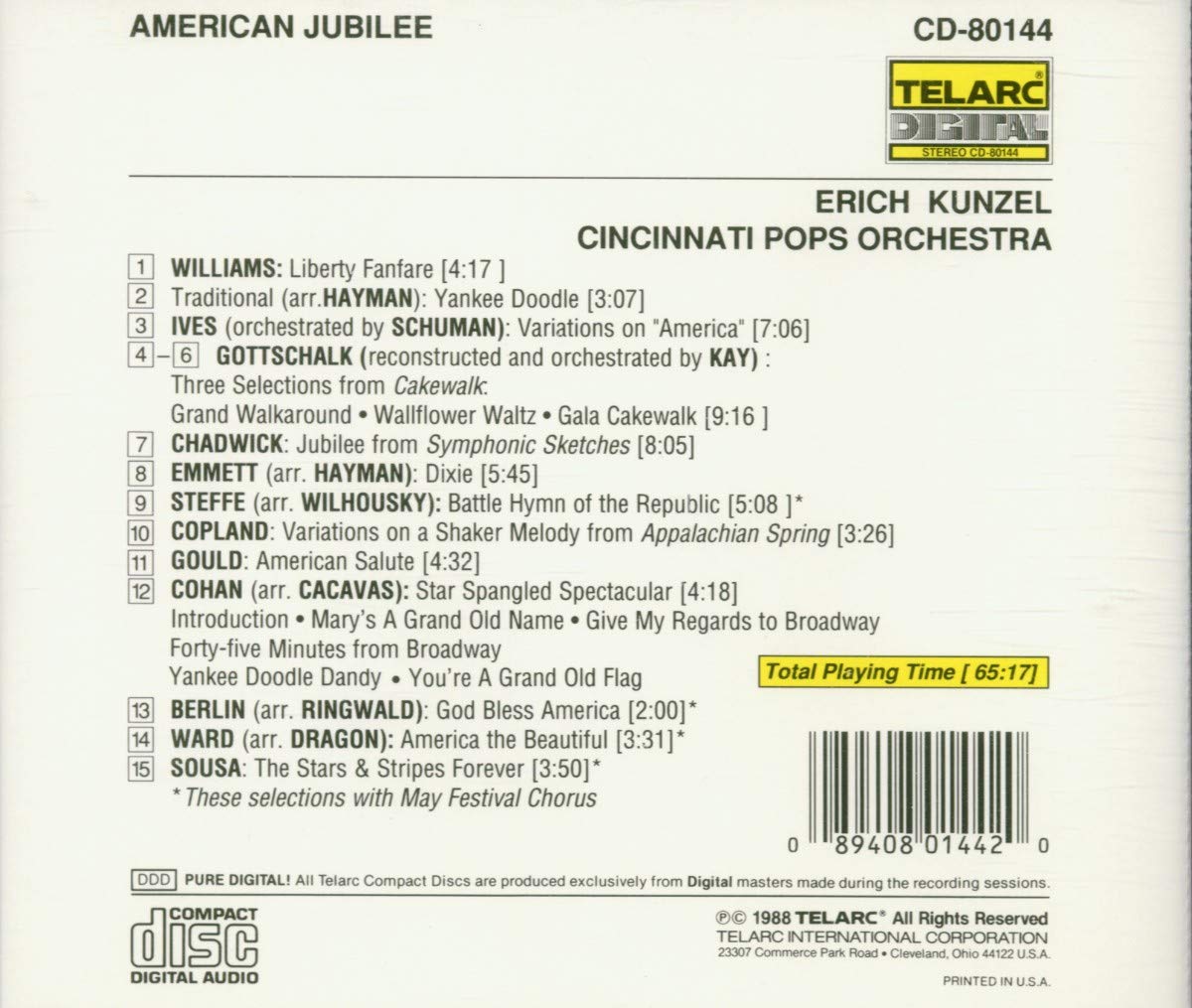 AMERICAN JUBILEE - Erich Kunzel, Cincinnati Pops Orchestra