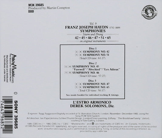 HAYDN: SYMPHONIES NOS. 42, 45, 46, 47, 51, 65 - L'ESTRO ARMONICO (3 CDS)