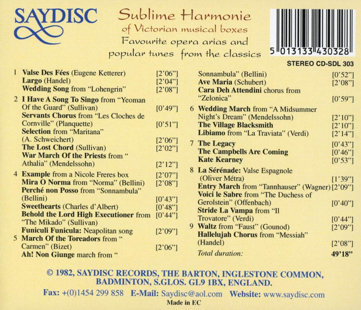 Sublime Harmonie of Victorian Musical Boxes - Favorite Opera Arias and Popular Tunes