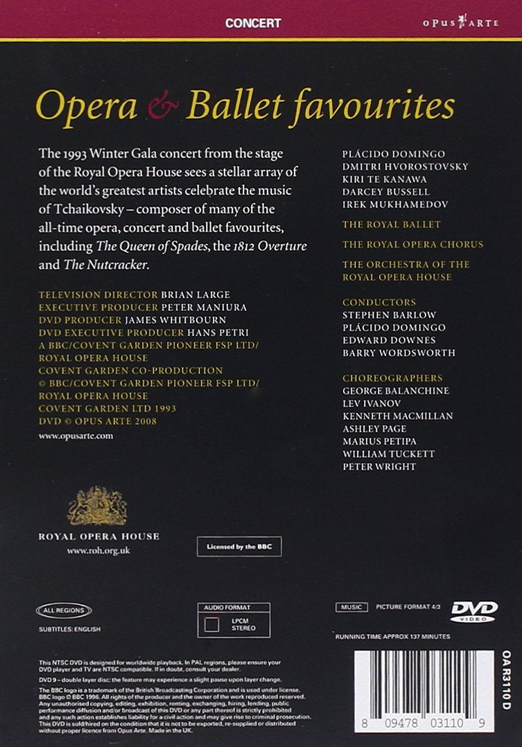 TCHAIKOVSKY: Opera & Ballet Favourites - Domingo, Hvorostovsky, Te Kanawa, Orchestra of the Royal Opera House (DVD)