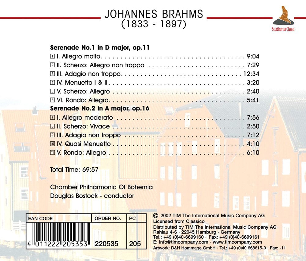 BRAHMS: SERENADES 1 &  2 - CHAMBER PHILHARMONIC OF BOHEMIA, DOUGLAS BOSTOCK