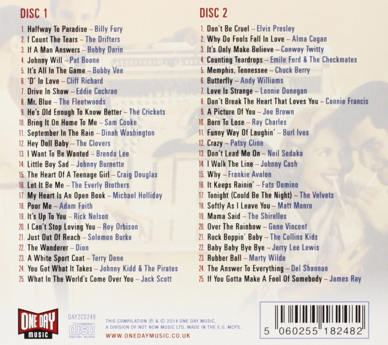 HALFWAY TO PARADISE: Billy Fury, Shirelles, Patsy Cline, Dion, Johnny Cash, Drifters, Del Shannon (2 CDS)