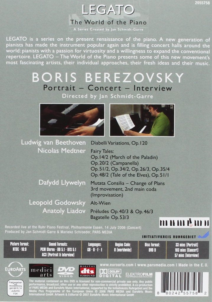 LEGATO: WORLD OF THE PIANO, VOLUME 1 - BORIS BEREZOVSKY (DVD)