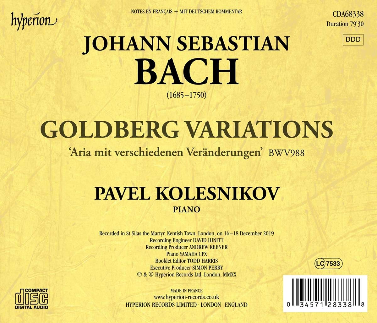 BACH: GOLDBERG VARIATIONS - PAVEL KOLESNIKOV