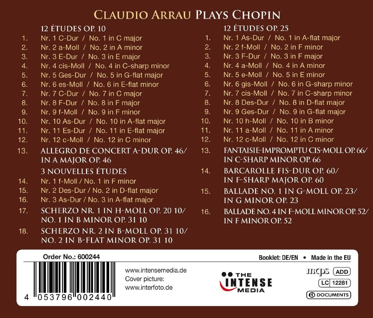 CLAUDIO ARRAU Plays CHOPIN (2 CDS)