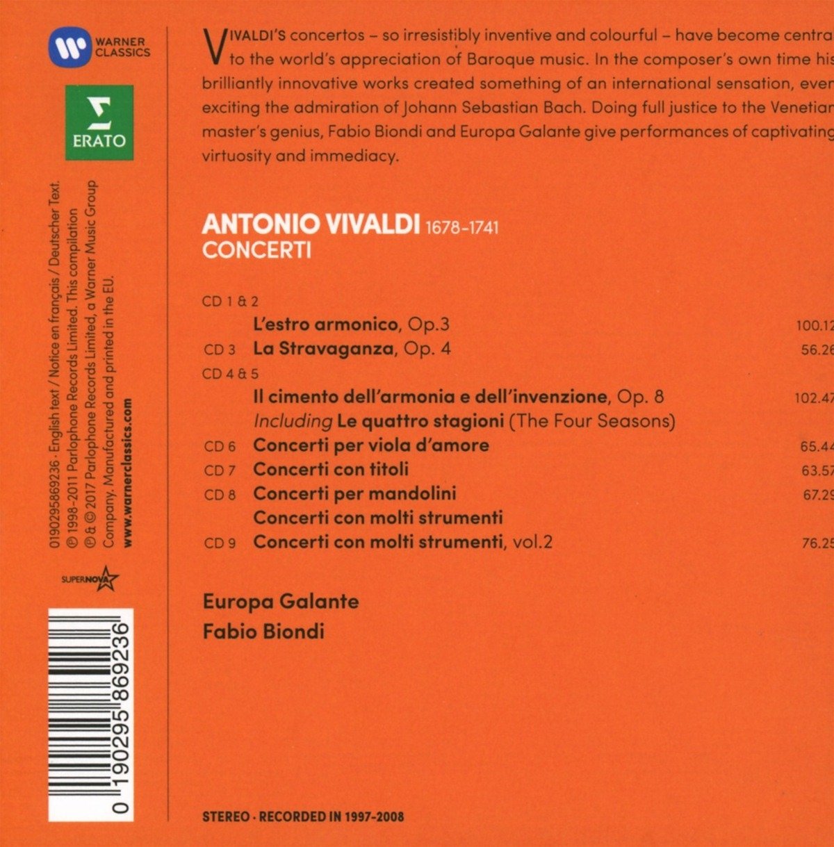 VIVALDI: CONCERTI - EUROPA GALANTE, FABIO BIONDI (9 CDS)