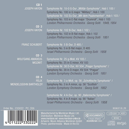 GEORG SOLTI: FAVORITE SYMPHONIES - HAYDN, MOZART, SCHUBERT, MENDELSSOHN (4 CDS)
