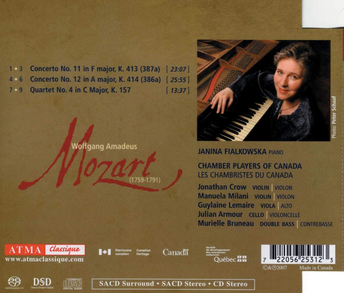 Mozart: Piano Concerti K.157, 413, 414 (Chamber Versions) - Janina Fialkowska, Chamber Players of Canada (HYBRID SACD)