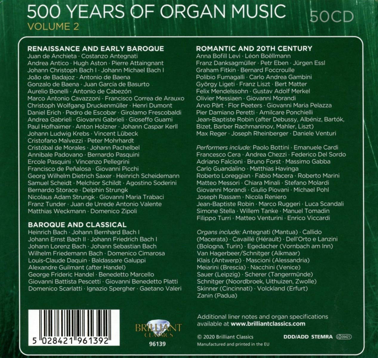 500 YEARS OF ORGAN MUSIC, VOLUME 2 (50 CDS)