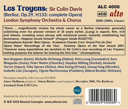 BERLIOZ: LES TROYENS - Colin Davis, Ben Heppner, Petra Lang, London Symphony Orchestra & Chorus (4 CDs)