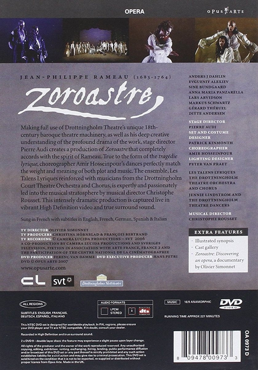 RAMEAU: Zoroastre - Drottingholm Court Theater Orchestra, Les Talons Lyriques, Christophe Rousset  (2 DVDs)