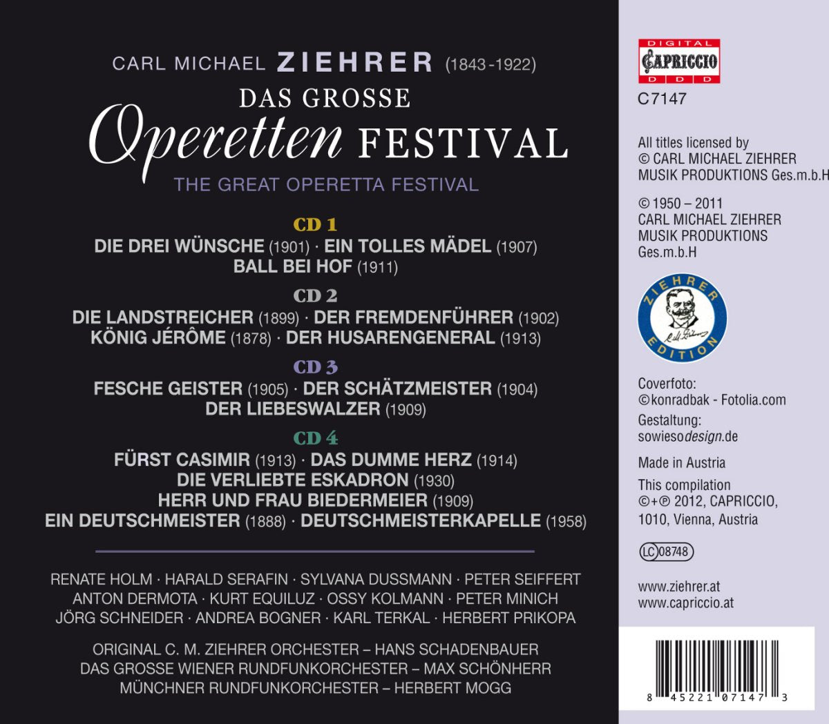 Ziehrer: Operetta Festival - Holm, Serafin, Dussmann, Seiffert, Dermota, Schnei (4 CDS)