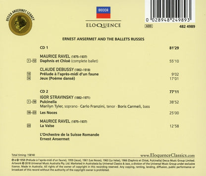ERNEST ANSERMET & THE BALLETS RUSSES - RAVEL, STRAVINSKY, DEBUSSY (2 CDS)