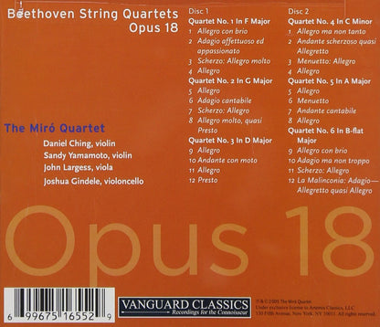 BEETHOVEN: STRING QUARTETS, OPUS 18 COMPLETE - MIRO QUARTET (2 CDS)