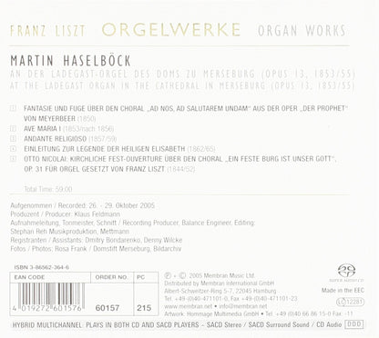 LISZT: Organ Works, Vol. 1 - MARTIN HASELBOCK (HYBRID SACD)