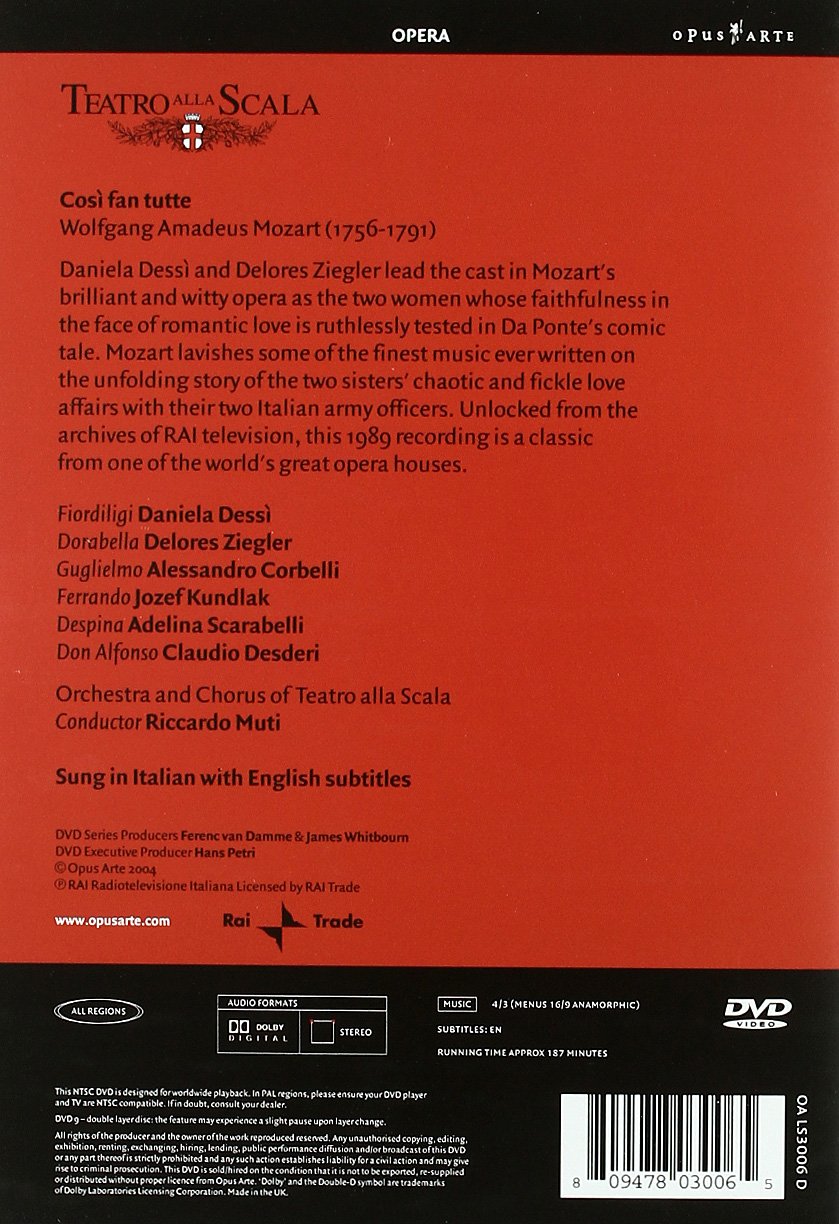 MOZART: Cosi Fan Tutte - Dessi, Ziegler, Muti, La Scala (DVD)
