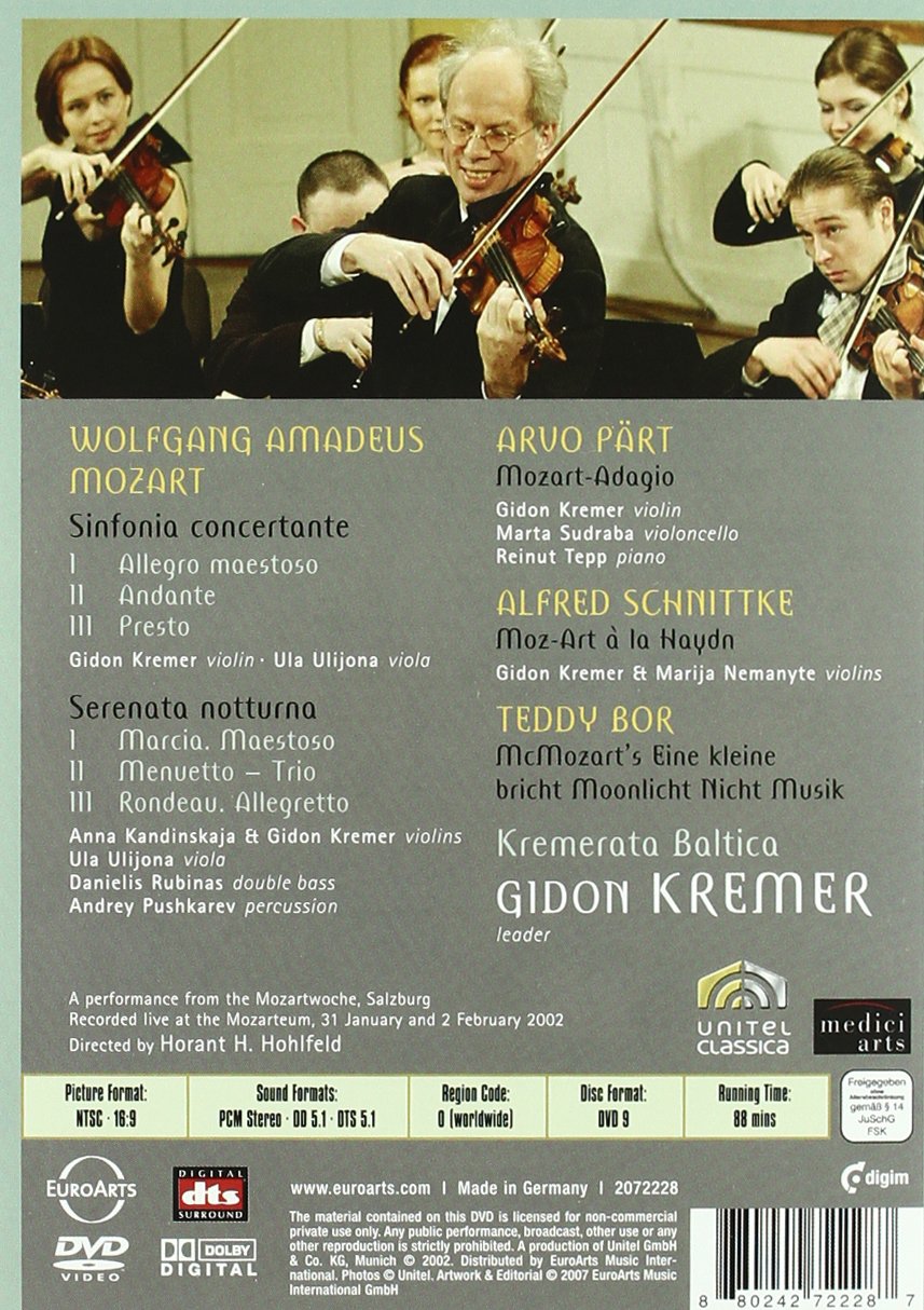 GIDON KREMER PLAYS MOZART, PART & SCHNITTKE - Kremerata Baltica (DVD)