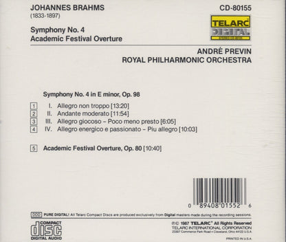 BRAHMS: Symphony No. 4; Academic Festival Overture - Andre Previn, Royal Philhamonic Orchestra