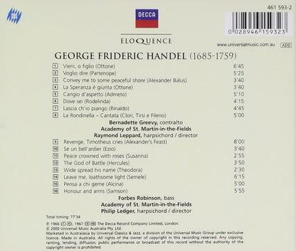 HANDEL: Great Arias - Greevy, Robinson, Academy of St. Martin in the Fields, Leppard