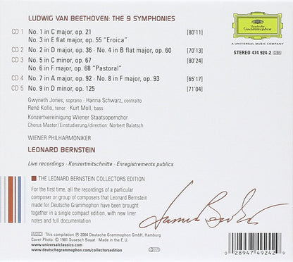 BEETHOVEN: THE 9 SYMPHONIES - BERNSTEIN, VIENNA PHILHARMONIC (5 CDS)
