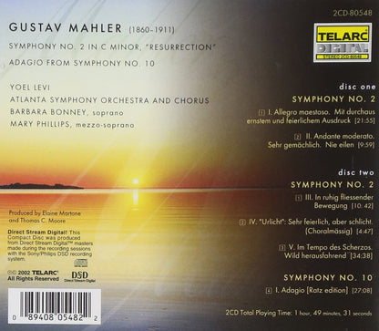 MAHLER: SYMPHONY NO. 2 "Resurrection" - Yoel Levi, Barbara Bonney, Mary Phillips, Atlanta Symphony Orchestra & Chorus (2 CDs)