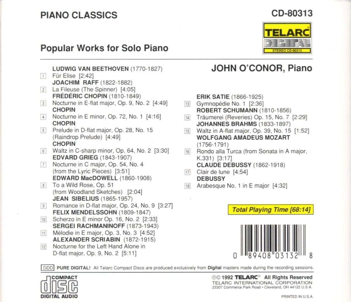 PIANO CLASSICS: Popular Works for Solo Piano - John O'Conor