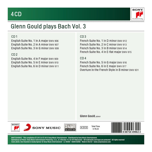 GLENN GOULD PLAYS BACH, VOLUME 3- THE ENGLISH AND FRENCH SUITES (4 CDS)