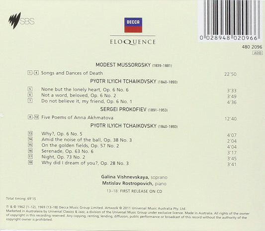 GALINA VISHNEVSKAYA SINGS RUSSIAN SONGS