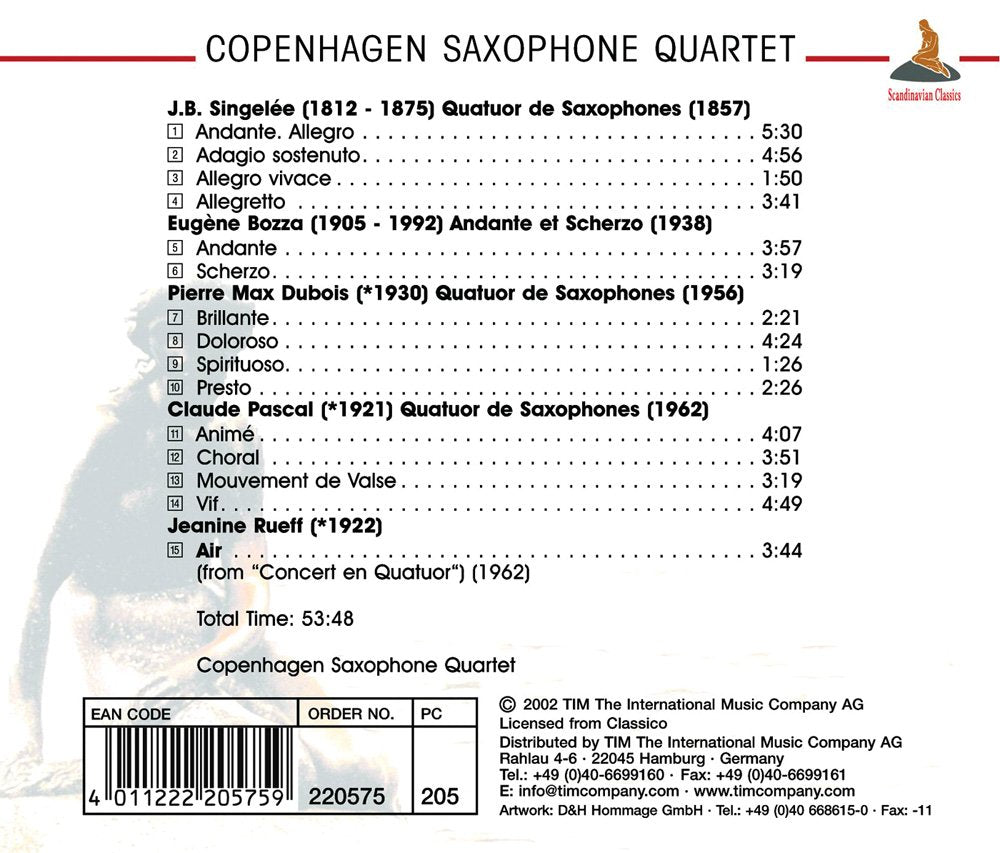 COPENHAGEN SAXOPHONE QUARTET: Works by Singelee, Bozza, Dubois