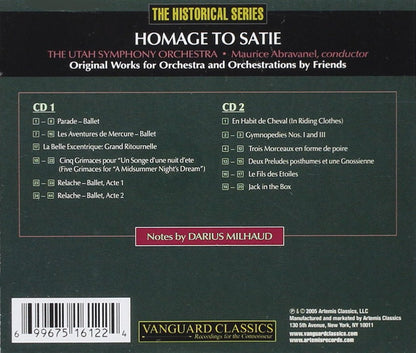 HOMAGE TO SATIE: THE ORCHESTRAL WORKS - ABRAVANEL, UTAH SYMPHONY (2 CDS)