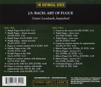 BACH, J.S.: ART OF FUGUE - GUSTAV LEONHARDT (2 CDS)